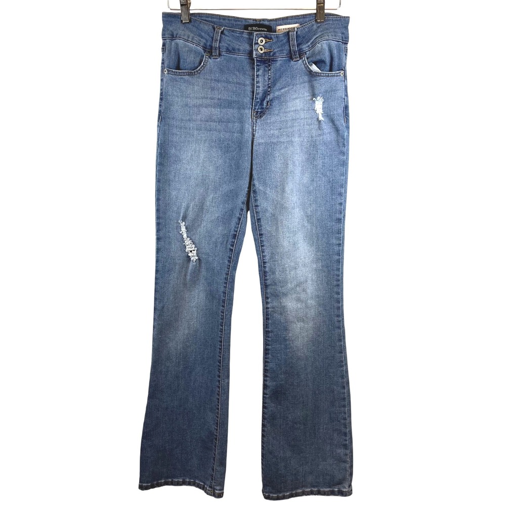 BCBGeneration Women's‎ Size 11/30 Mid Rise Bootcut Distressed Denim Jeans